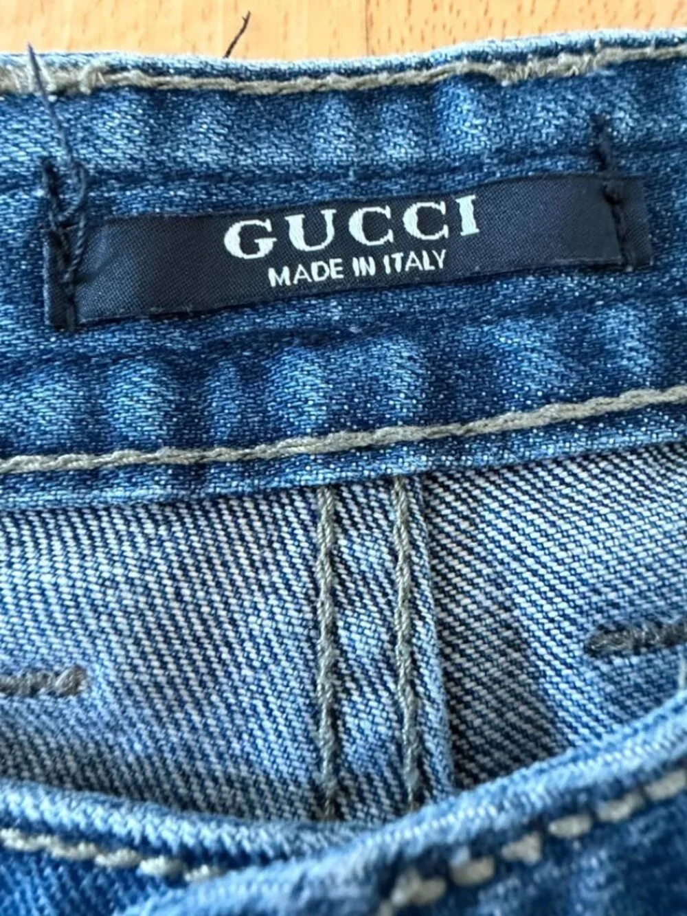 Gucci Made in Italy Straight Leg Jeans GG Crest Pocket Size 34
